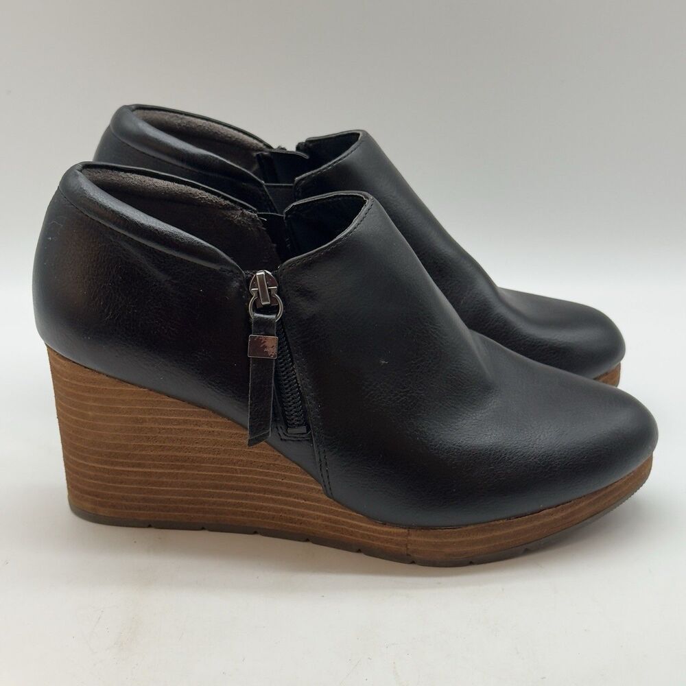 Dr. Scholl's Warren Ankle Boots Women's 8.5M Wedge Heel Black Leather Booties